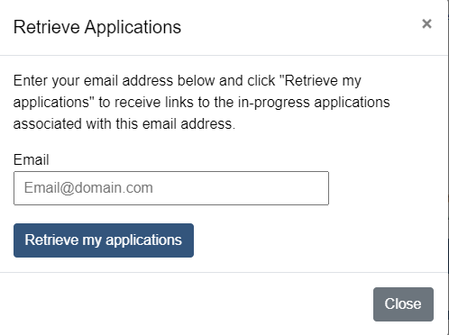 Enter your email address popup window